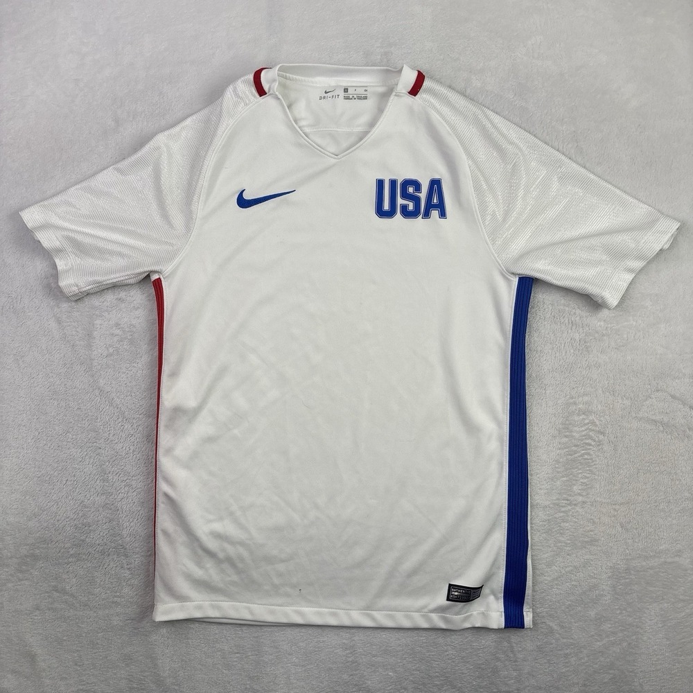 Nike Dri-Fit Stadium USA 2016 White Soccer Jersey Olympic Men's Small Stains
